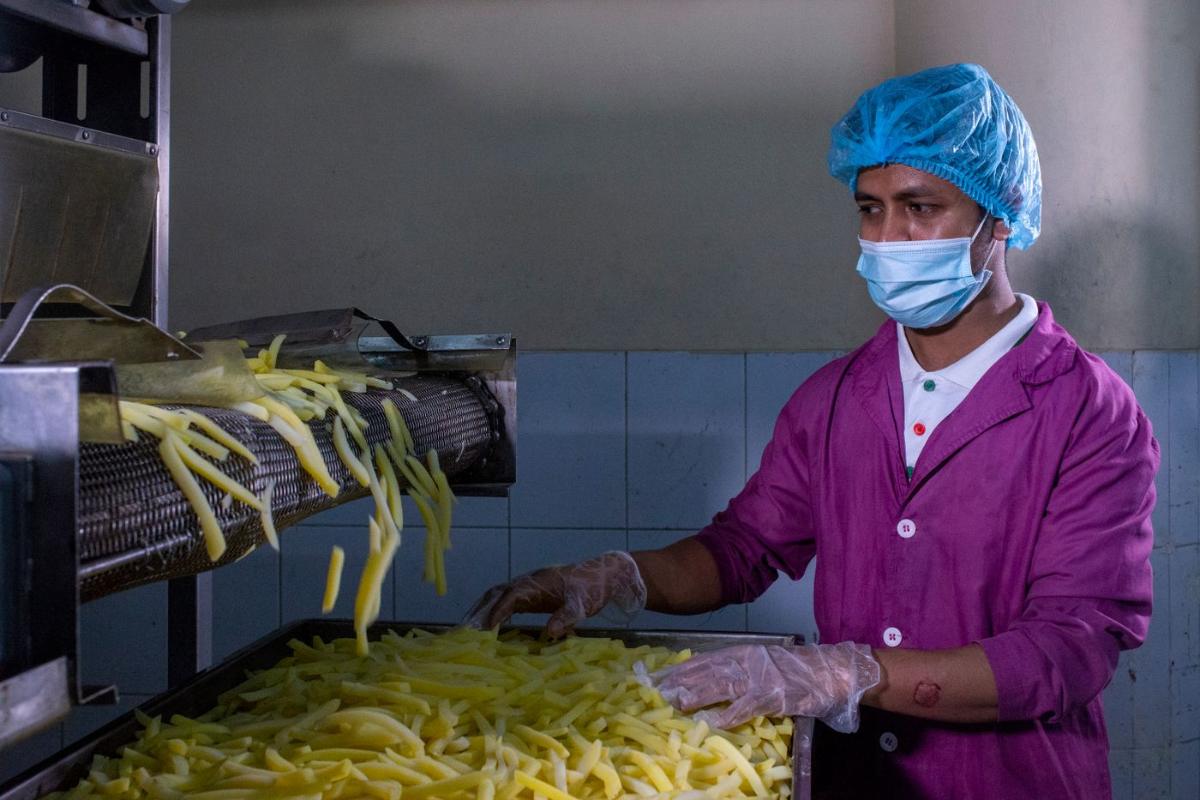 Operator on a food production line